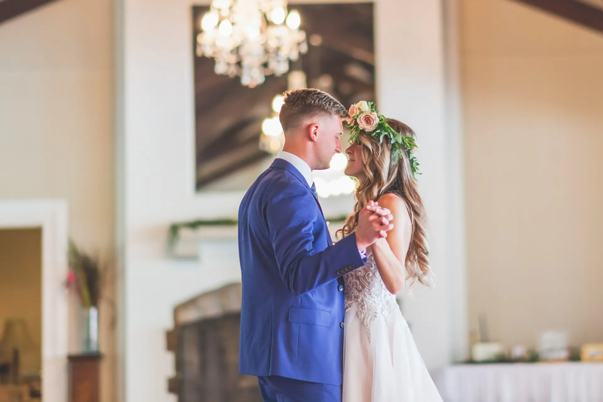 newlyweds dancing at reception after sorting through chicago wedding dj prices